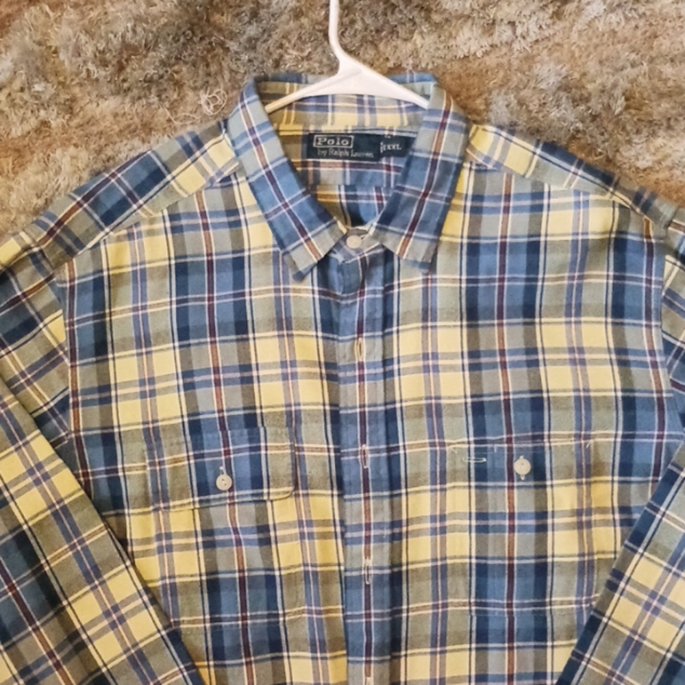 Polo byRalph Lauren 2x blue and yellow plaid longsleeve button down